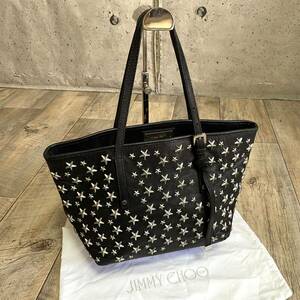 本物☆JIMMY CHOO ジミーチュウ スタースタッズ ミニトートバッグ サシャ 黒 ハンドバッグ レザーバッグ ミニバッグ 星 レディース メンズ