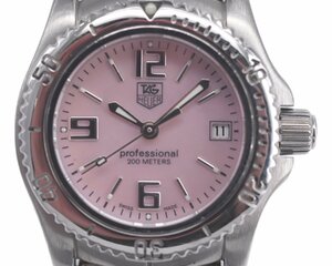 [美品] 稼働品【TAG Heuer】タグホイヤー プロフェッショナル 200ｍ WT141F ピンクシェル文字盤 レディース 動作OK 中古品