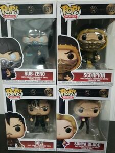 LOT 4 FUNKO POP! MOVIES MORTAL KOMBAT SUB-ZERO&SCORPIO&SONYA BLADE & COLE 海外 即決