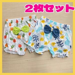 ベビー服 かぼちゃパンツ 短パン ズボン ボーダー リボン まとめ売り 子供服 綿 セット 新品 未使用 女の子 ドット 可愛い 2枚セット