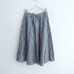 【美品】ナチュラルランドリー NATURAL LAUNDRY *コットンギンガムチェックギャザースカート*2ボトムス(sk1-2408-281)【81I42】