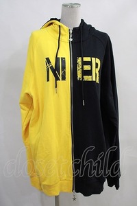 NieR Clothing / バイカラーロゴZIPパーカー 黒×? H-24-02-08-013-PU-TO-KB-ZT102