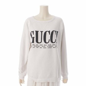 【グッチ】Gucci　フロント ロゴ プリント コットン スウェット トップス 517139 ホワイト S 【中古】【正規品保証】208465