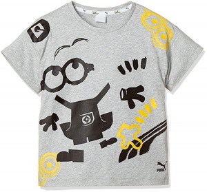 プーマ ミニオンズ コラボ ガールズ 半袖Tシャツ 140 グレー Minions 子供用 女の子 キッズ ジュニア GIRLS