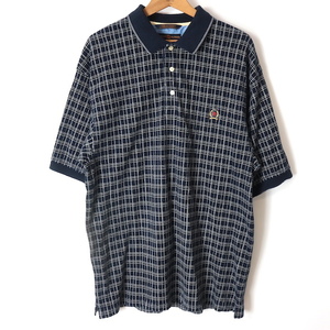 TOMMY HILFIGER GOLF トミーヒルフィガー ゴルフ チェック 半袖 ポロシャツ(メンズ XL)ネイビー