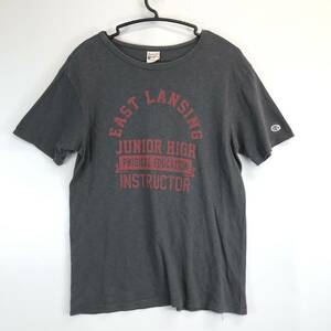 チャンピオン 復刻ランタグ 半袖Tシャツ 薄黒 Lサイズ EAST LANSING シングルステッチ