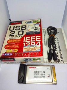 USB2.0/IEEE1394 ポート増設 PCカード バッファロー IFC-CB2IU2V/UC 中古動作品