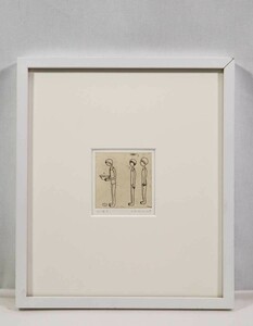 真作 岸本亜希子 2004年 銅版画「水待ち」画寸 7×7cm 徳島県出身 一見不思議と思わせる中に見る人のどこかしらの感覚を揺さぶる魅力 5533