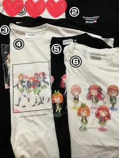 【匿名配送】五等分の花嫁　Tシャツ　コラボ　ホワイト　ブラック　まとめ売り　5点