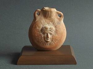 ◎野遊６ 古代キリスト教のテラコッタ製聖水瓶 Pigrim Flask ビザンチン時代 6～7世紀 Byzantine ギリシャ ローマ エジプト キリスト教美術