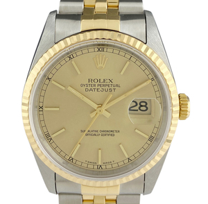 ロレックス ROLEX デイトジャスト 16233 腕時計 SS YG 自動巻き シャンパンゴールド メンズ 【中古】