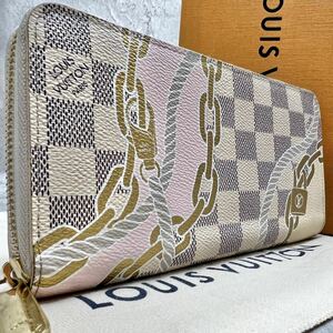 【現行 極美品】ルイヴィトン LOUIS VUITTON ジッピーウォレット 長財布 ラウンドファスナー ダミエアズール ノーティカル レザー N40480