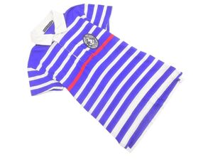 Ralph Lauren ラルフローレン ボーダー ポロシャツ sizeM/白ｘ青 ■◆ ☆ ehd0 レディース