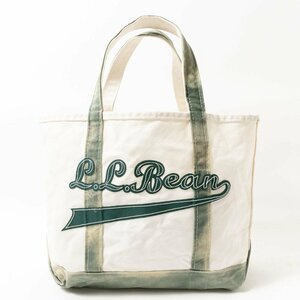 【1円スタート】L.L.Bean エルエルビーン トートバッグ グリーン 緑 ホワイト 白 キャンバス USA製 ユニセックス 男女兼用 手さげ 大容量