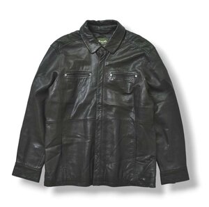 ★希少！エディーバウアー EDDIE BAUER シングル レザー ジャケット XL ブラック 羊革 シープスキン ルーズ アメカジ アウトドア 古着★