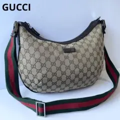 【極美品〜美品】GUCCI グッチ ショルダーバッグ GGキャンバス×レザー