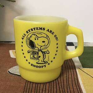 【SPECIALウルトラレア 極上品】1969 NASA SNOOPY アストロノーツ ALL NASA SYSTEMS ARE GO Fire King スタッキング マグ / Charlie Brown