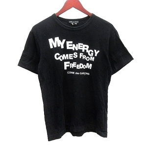 コムデギャルソン COMME des GARCONS MY ENERGY COMES FROM FREEDOM Tシャツ カットソー ロゴ プリント 半袖 S 黒 ブラック /AU ■GY17 メ