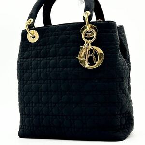 ●極美品 ベタつきなし●Christian Dior クリスチャンディオール レディディオール カナージュ ハンドバッグ 鞄 かばん チャーム 黒