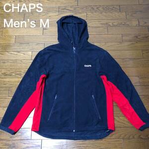 【送料無料】90s CHAPSジップアップパーカーネイビー×赤　メンズMサイズ　USA古着ラルフローレンチャップス