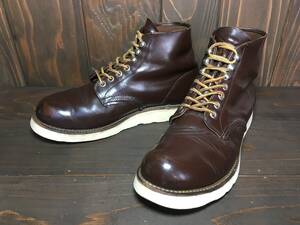 ★REDWING レッドウィング 98年製 スクエア 犬タグ RW 8160 ダークブラウン ガラスレザー アイリッシュセッター 7.5インチ D Used