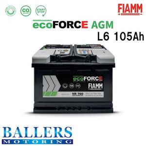 FIAMM バッテリー ecoFORCE AGM/105Ah L6 アウディ RS6 4F2 C6 クワトロ VR950 フィアム