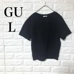 a565 GU ジーユー　半袖　Tシャツ　カットソー　ブラック　クルーネック　綿