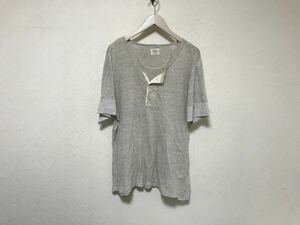 本物アーバンリサーチURBANRESEARCHコットンシルクヘンリーネック半袖TシャツメンズサーフアメカジミリタリービジネススーツゴルフグレーL