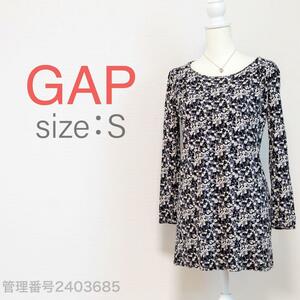 【最終値下げ】GAP (ギャップ) 長袖ラウンドネック　プルオーバーチュニック　トップス　総柄　S