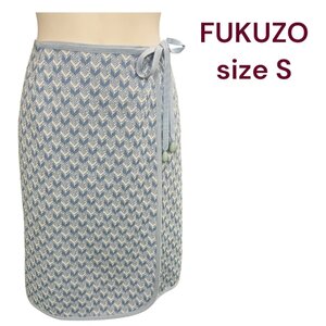 美品　フクゾー　FUKUZO 爽やかな　水色　巻き　ラップ　スカート　S　M4L076