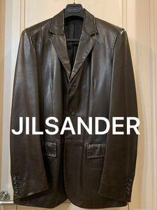 春物SALE☆国内正規品 JILSANDER ジルサンダー レザー テーラード ジャケット サイドベンツ 本切羽 48 イタリア製 純正ハンガー付