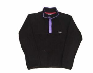 80s PATAGONIA （TAG） SYNCHILLA SNAP-T PULL OVER パタゴニア スナップ T シンチラ フリース ブラック パープル ビンテージ USA