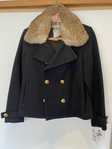 新品未使用 FIDELITY フェデリティー NAVY ネイビー 紺 取り外し ラビット ファー 付き PEA COAT ピーコート USA製 タグ付き レディース