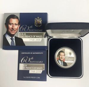 オーストラリア 1oz 銀貨 HRH プリンス・オブ・ウェールズ 60th BIRTHDAY シルバープルーフ コイン