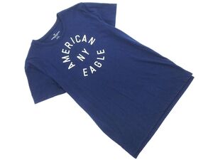 ネコポスOK AMERICAN EAGLE アメリカンイーグル ロゴ Tシャツ sizeS/紺 ■◆ ☆ ehb4 メンズ