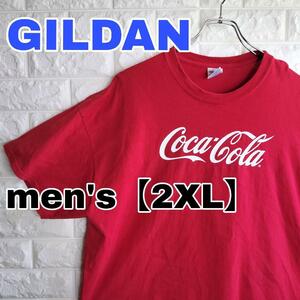 C326【GILDAN】半袖プリントTシャツ コカ・コーラ【メンズ2XL】レッド