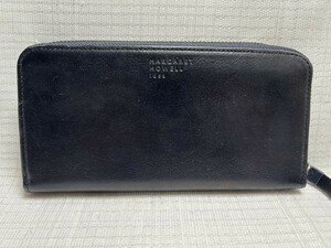 ☆新古品☆マーガレットハウエル長財布ラウンドファスナー/黒っぽい紺