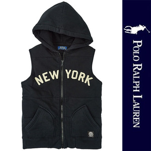 新品 POLO RALPH LAUREN SWEAT HOODED VEST ポロ ラルフローレン スウェット フード ベスト ブラック パーカー ポニー RL XL 正規品 112A