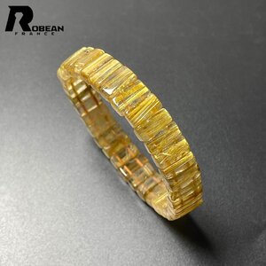 綺麗 EU製 定価19万円★ROBEAN・タイチンルチルバングル★黄金針水晶 ブレスレット パワーストーン 金運 お守り 11.3*5.9*5mm M1213701