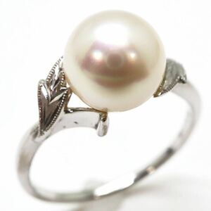 大珠!!＊MIKIMOTO(ミキモト)K14WGアコヤ本真珠リング＊j 約2.9g 約13.5号 約8.5mm珠 pearl ring 指輪 jewelry EA5/EA6