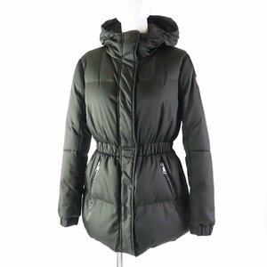 美品★MONCLER モンクレール 18-19AW FATSIAN フード・ロゴワッペン付 比翼仕立て ダウンジャケット カーキ 1 正規品 レディース