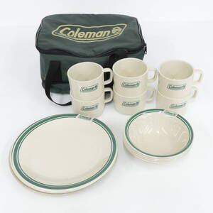 【中古品】Coleman コールマン キャンプ用 食器セット コップ お皿 ：