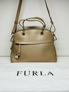 1円 FURLA 鞄 ショルダーバッグ 2WAY ハンドバッグ レザー 2way フルラ ベージュ