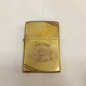 #2895 ZIPPO ジッポ ジッポー ダイアゴナルライン ソリッドブラス SOLIDBRASS 金 ゴールド 1982年製 火花確認済 喫煙具 ヴィンテージ