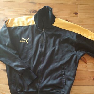 ★希少 レア品 90s 状態良 デカロゴ 日本製 PUMA プーマ ジャージ トップス ブラック×イエロー サイズL PUMA EXTRA Hit Unipn★