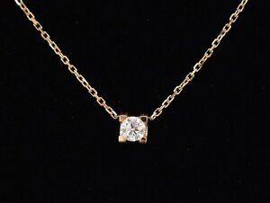 カルティエ Cartier ダイヤネックレス Cドゥカルティエ Au750 K18 0.19ct 一粒ダイヤ ピンクゴールド GIA鑑定書 ケース 箱付 → 2411LS082