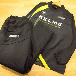 ◎極美品！L 上下セット！KELME & JOGARBOLA サッカー◆厚手 裏起毛 中綿 ジャケット&パンツ 防寒 秋冬！◆メンズ 黒◆BA1177