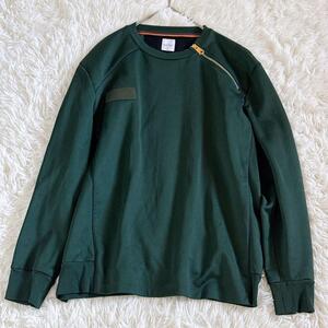 現行モデル　Paul Smith　ポールスミス ダンボールニット クルーネックカットソー ショルダージップ　ジッパー　緑　長袖　Lサイズ　緑