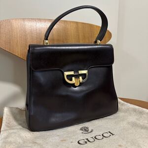 GUCCI グッチ ハンドバッグ レザー ワンハンドル ゴールド金具 ダークブラウン オールドグッチ 本革 bb6