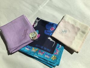 ハンカチ　3枚　未使用　モリハナエ　HANAE MORI LADUREE 刺繍